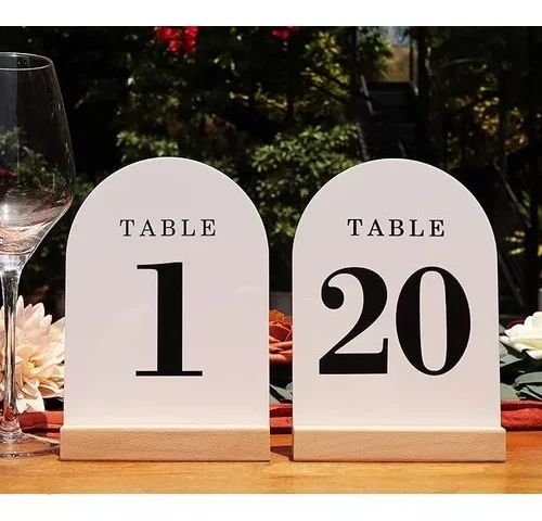 Organteam Wedding Table Numbers 1-20 Acrylic Arch Signs With Natural
