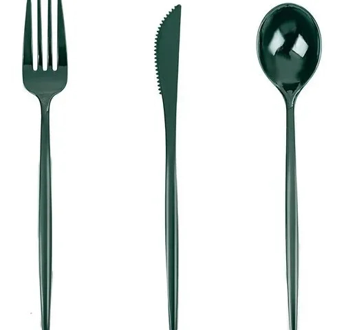 Pulote 150pcs Green Plastic Silverware – Plastic Cutlery Set Disposable