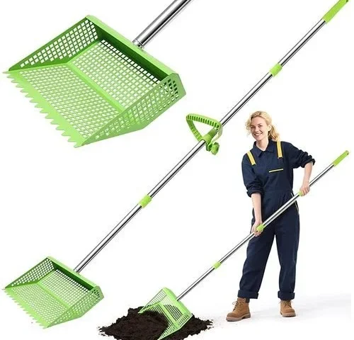 Chicken Poop Scooper Rake 2-in-1 Adjustable Length 35 To 62