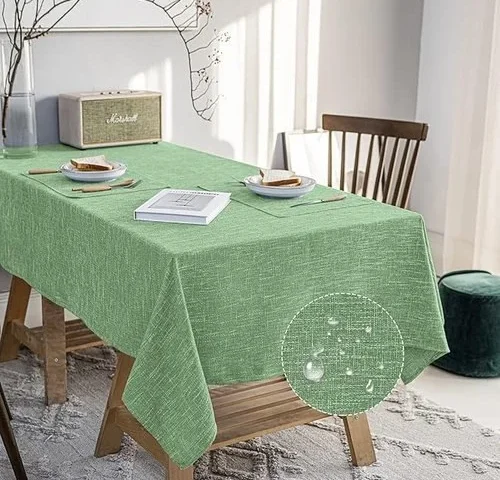 Jsfly Waterproof Cotton Linen Thick Tablecloths Rectangle Dining Table Cloth