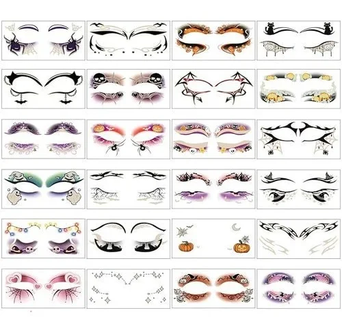 24 Pairs Halloween Luminous Eye Shadow Temporary Tattoos Eyeliner Tattoo