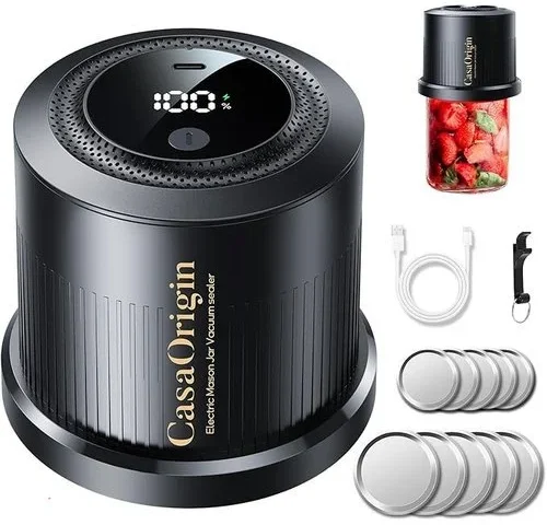 Electric Mason Jar Vacuum Sealer Kit With 10 Canner Lids