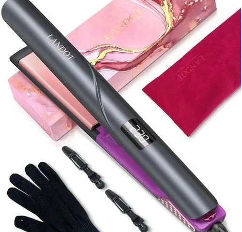 Landot Flat Iron Hair Straightener Ceramic Ionic Straightener For Frizz-free