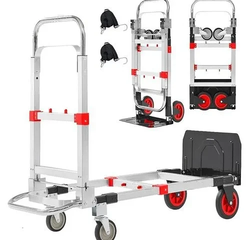 Upgraded 3 In 1 Aluminum Folding Hand Truck 600lbs Capacity