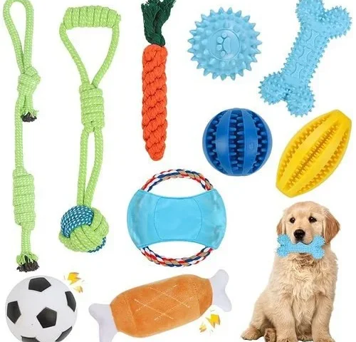 Molirex Dog Chew Toys 10 Pcs Puppy Teething Toys Rubber