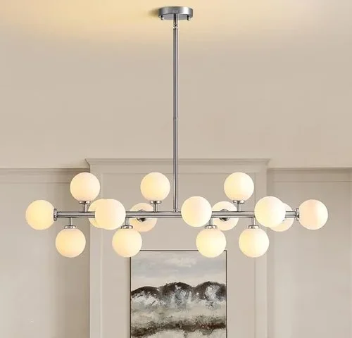 Apbeamlighting 39 Brushed Nickel And Milky White Mid Century Modern