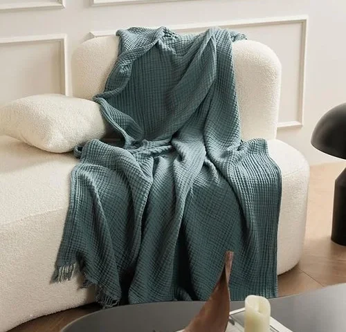 Amwan 4 Layer Muslin Blanket Blue 100 Cotton Large 51