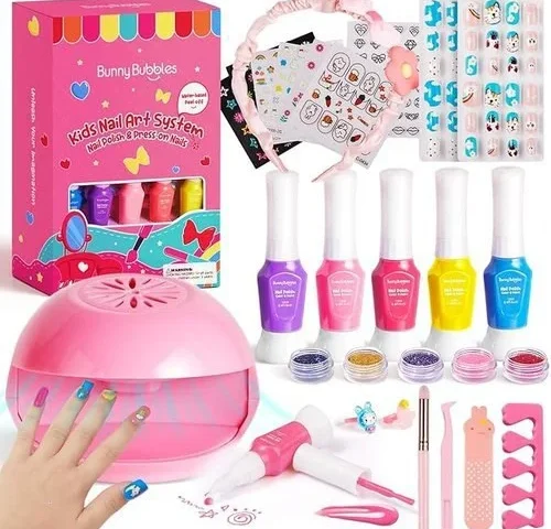Kids Nail Polish Kit With Nail Dryer 69pcs Nail Art
