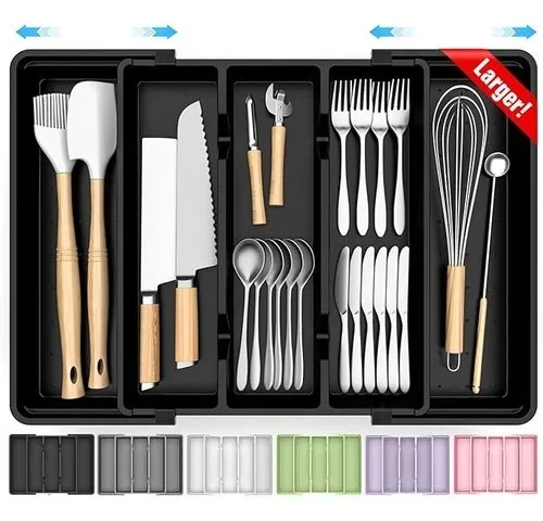 Stackhelper Large Silverware Organizer Expandable Utensil Drawer Organizer For Kitchen