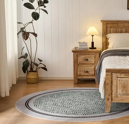 Liuboduil 6ft Round Area Rug – Machine Washable Low Pile