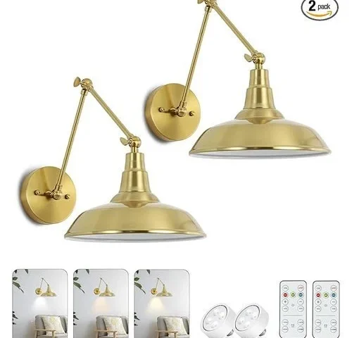 Lzwelcy Gold Vintage Led Wall Sconce Set Of 2 Wireless