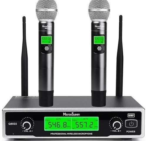 Microcqueen Wireless Microphone System Uhf Cordless Mic Set With 2