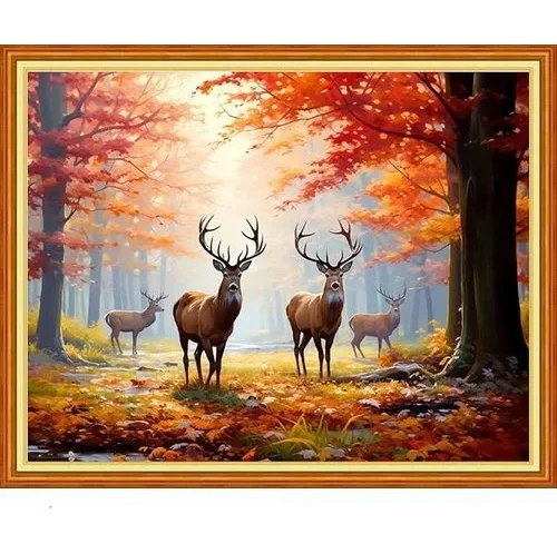 Dooxvey Adults Cross Stitch Kit – Late Autumn Elk 16×20
