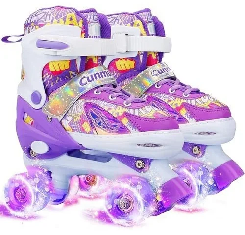 Cunmucu Kids Roller Skates Girls 4 Sizes Adjustable Toddler Roller