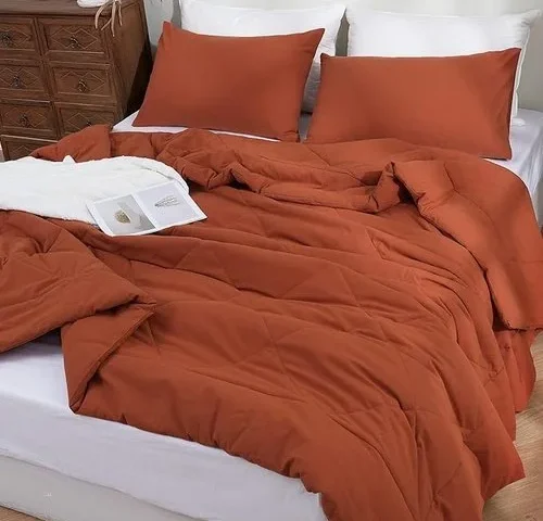 Atsense Queen Comforter Set Rust 3 Pieces 100 Washed Cotton