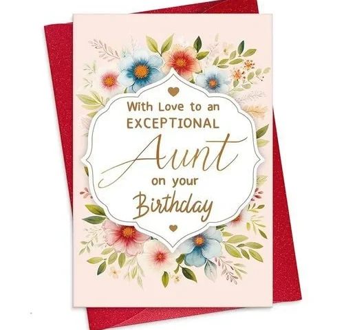 Flyab Aunt Birthday Card – 5 5 X8 Flower Birthday
