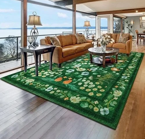 Rtizon Area Rug For Living Room Green Floral Area Rugs