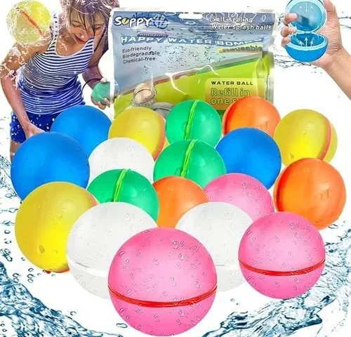 Kiskisby Reusable Water Balloons Water Bombs Splash Ball Quick Fill