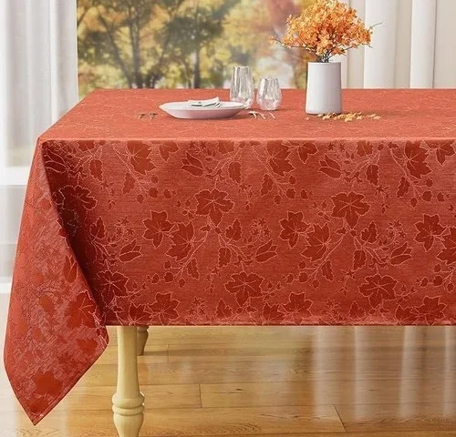Misaya Rectangle Thanksgiving Tablecloth Waterproof Jacquard Fall Table Cloth Damask