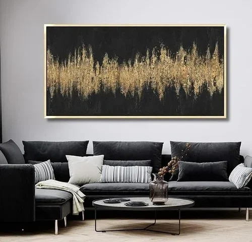 Train2 Art Abstract Wall Art Black And Gold Wall Art