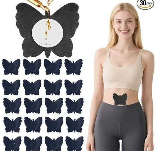 30pcs Castor Oil Patch For Belly Button Butterfly Shape Castor