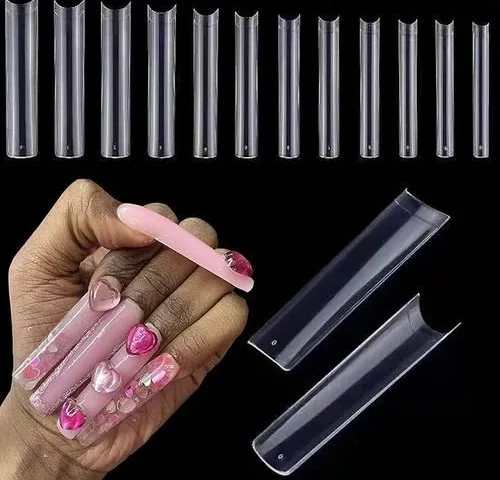 Addfavor 3xl Square Nail Tips 240pcs Clear Extra Long Tapered