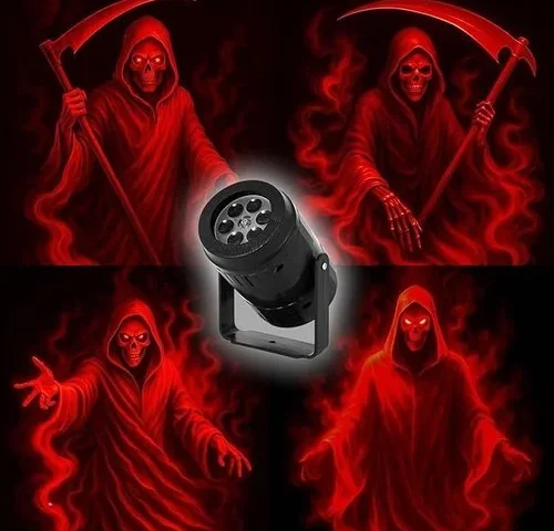 4 In 1 Grim Reaper Halloween Projector Lights Indoor Rotating