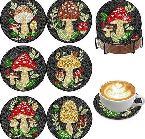 Ewjrnsf 6 Pcs Small Diamond Art Coasters Kits Diamond Painting
