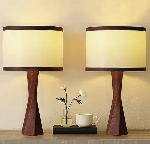 Boho Table Lamps For Bedrooms Set Of 2-13 Wooden Spiral