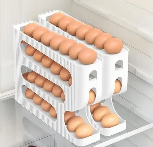 Automatic Rolling Down Egg Holder 2 Pack Egg Organizer Storage