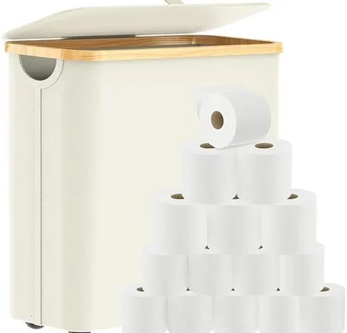 35l Toilet Paper Storage Bamboo Toilet Paper Basket With Lid