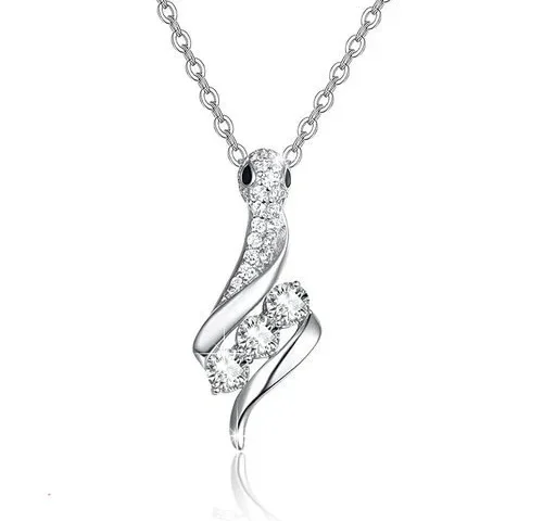 Tughra Snake Pendant Necklace – 925 Sterling Silver Cubic Zirconia