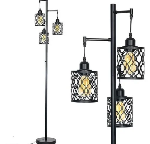 Eoeyyoyb Floor Lamp Farmhouse Standing Lamp With Elegant Metal Cage