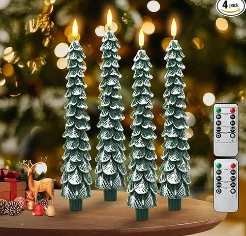 Flameless Candles With Remote 4 Pack Christmas Tree Candles Battery