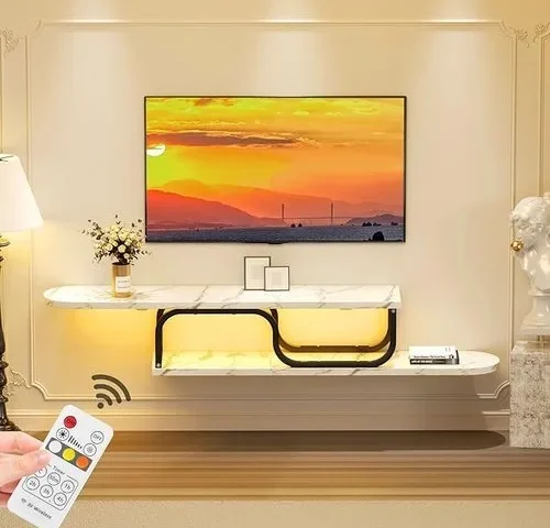 55 Floating Entertainment Center With Led Lights For 60 65