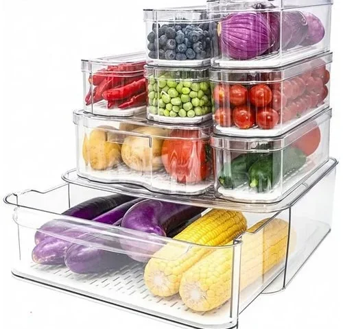 Smrcad Fridge Organizers And Storage A Clear Pull-out Drawer Container