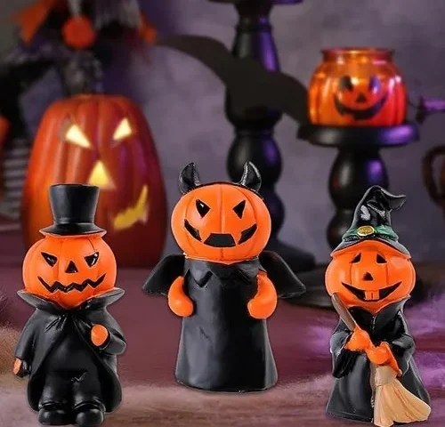 Exasinine 3pcs Halloween Miniature Pumpkin Figurines 2 8 Resin Pumpkin