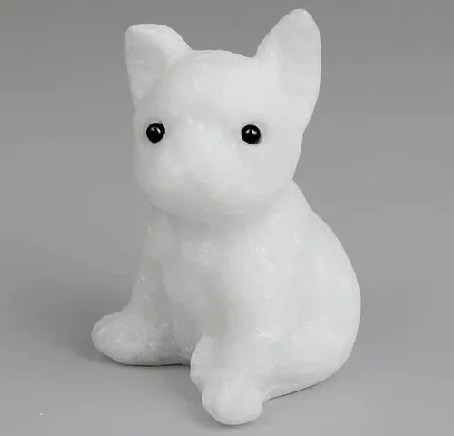 Puppy Statue Dog Figurine Decor – White Jade Hand Carved
