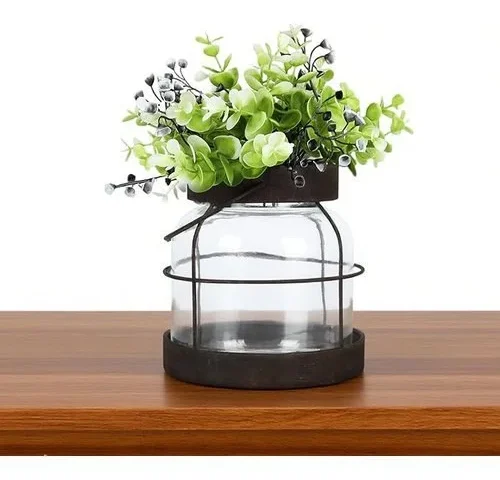Xiniyuggr Glass Flower Vase With Handle – Clear Glass Jar