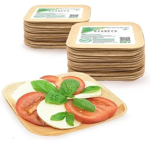 Ecodeco Palm Leaf Plates – 50 Pack 6-inch Square Disposable