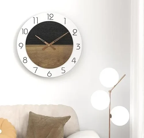 15 Inches Round Wall Clock Battery Operated Silent Non-ticking Rustic