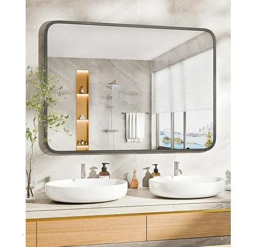 Sunqueen 30 X 22 Black Bathroom Mirror For Wall Modern