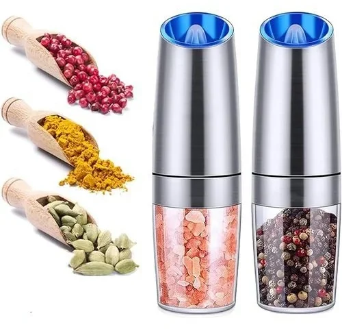 2 Pack Gravity Electric Pepper And Salt Grinder Larger Capacity