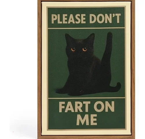 Funny Black Cat Bathroom Wall Art Canvas Poster Prints Cat