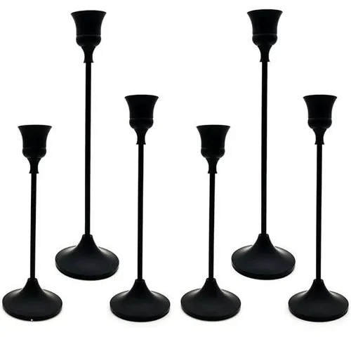 Lydemcia Black Taper Candle Holders Set Of 6 Rustic Metal