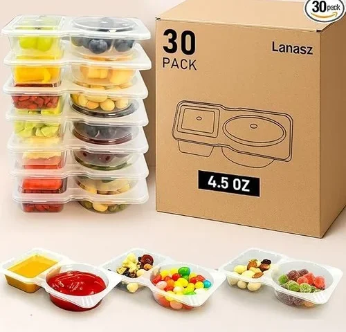 Lanasz 30 Sets Reusable Snack Containers With Lids Disposable Double