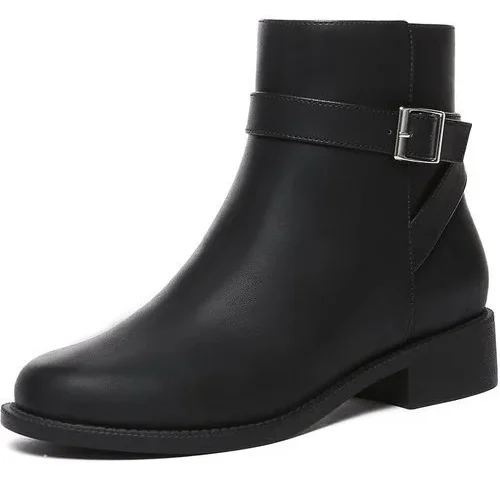 Athlefit Women S Ankle Black Boots Chunky Low Heel Fashion