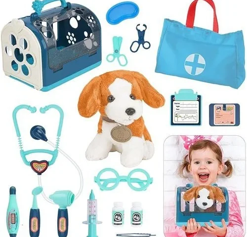 Doctor Kit For Kids With Dog Toy Girls Boys Vet
