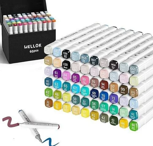 Wellokb Alcohol Markers 80 Colors Dual Tip Blender Art Markers
