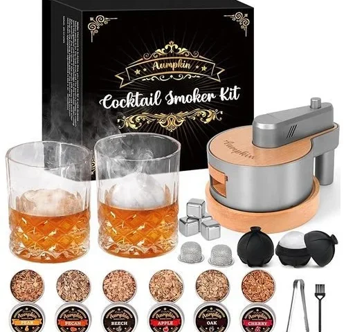 Premium Whiskey Smoker Kit With Torch 6 Flavors Wood Chips